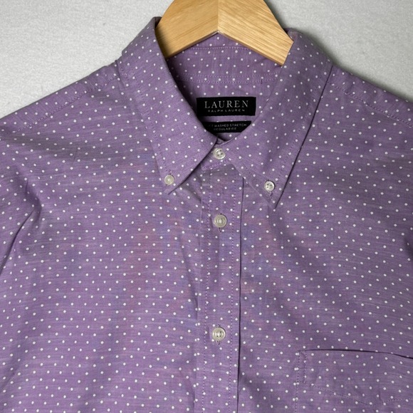 Lauren Ralph Lauren Mens Shirt Size Large Purple Polka Dot Button Down Casual - Picture 4 of 11